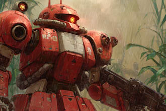 draw mecha robot,armor,gundam in anime or realism style