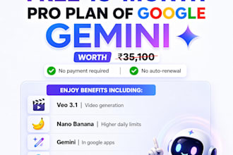 provide gemini pro veo 3 18m plan with setup