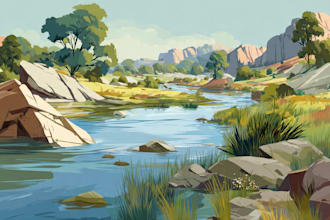 draw professional vector landscape illustration