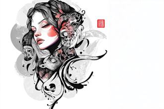 create minimalist and detailed tattoo illustration
