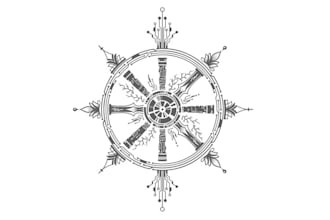 design techie dharma wheel tattoo logo
