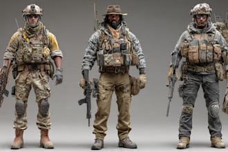 military character design or military themed illustration