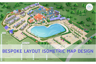 draw unique 3d isometric layout map illustration