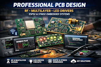 professional pcb design rf, multilayer, led drivers, esp32 stm32 embedded system