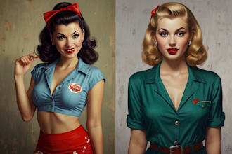 pin up girl and pin up girl illustration