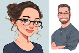 paint realistic or cartoon digital portraits