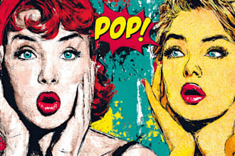 draw a retro pop art roy lichtenstein style