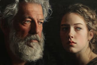 realistic digital portrait art in oil painting style