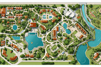 design a custom map, city illustration, and vector site plan
