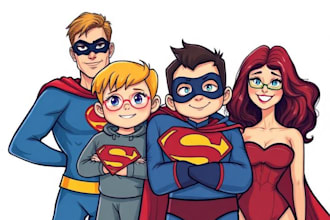 turn yourself amazing custom family superhero portrait