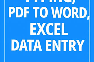 do urdu typing, PDF to word, excel data entry in 24 hrs