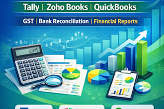 do bookkeeping and accounting in tally, zoho books, quickbooks