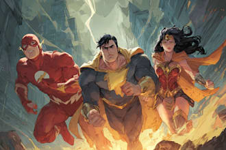 illustrate a superhero comic cover art
