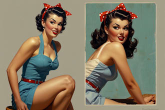 pin up girl and pin up girl illustration