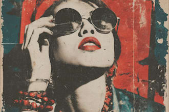 design a vintage album cover with a retro aesthetic