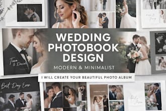 design modern minimalist photobook for wedding and events, memories photo album