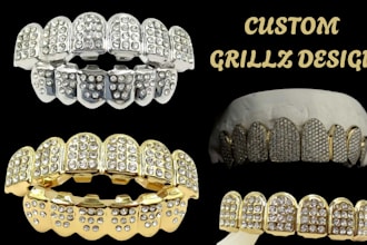 design custom teeth grillz cad jewelry in rhino matrixgold stl for 3d printing