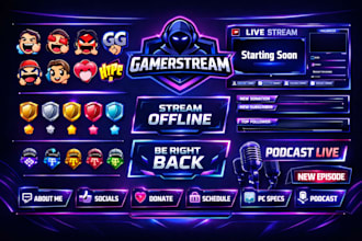 design twitch overlay animated stream overlay stream package twitch logo podcast