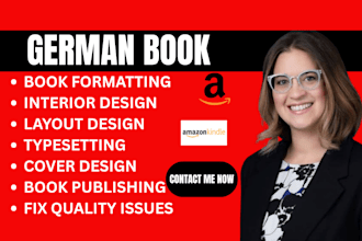 do german book formatting for amazon KDP, typesetting and KDP book publishing