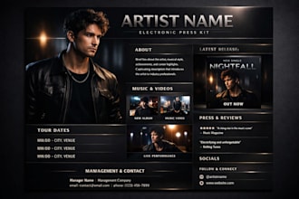 do professional electronic press kit for music artists djs and performers design