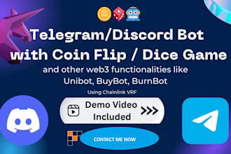 build telegram or discord bot with blockchain integration like unibot