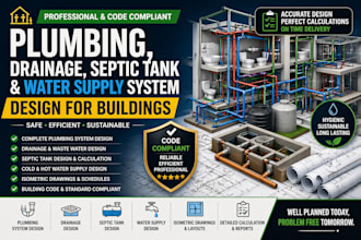 design plumbing, drainage, septic tank and water supply system for building