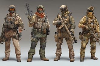 draw detailed military characters for you