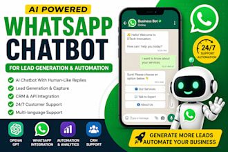 build ai whatsapp chatbot with automation, lead generation and CRM integration