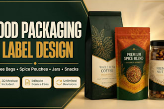 design food packaging, pouch and label for coffee and spices