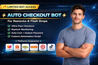 integrate bot for ecommerce auto checkout bot, pokémon center bot, lazada bot