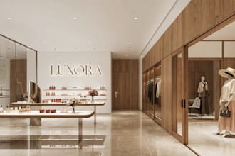 create design and render your 3d retail stores,  interior