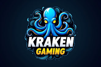 design creative kraken gaming logo  with express delivery