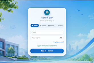 build a custom school management system with 4 user portals