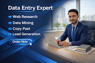 do data entry web research data mining lead generation copy past