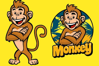 do monkey mascot logo, chibi animal for business