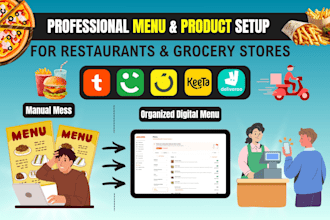 make online restaurant menus for talabat, noon, keeta, uber eats and deliveroo