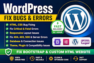 fix wordpress error critical error html css database 404 403 500 error fix