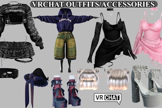 create custom vrchat world props, assets, weapon, outfit, accessories for avatar