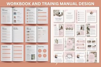 design corporate training manual, workbook pdf and onboarding guide booklet