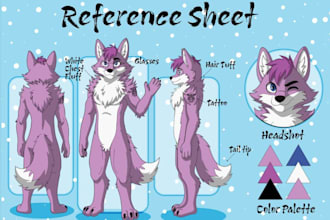 draw furry character reference sheet fursona art furry ref sheet design f2u