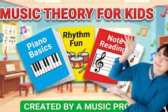 design professional music theory worksheets for kids and beginners