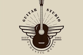 design vintage guitar logo design with unlimited review