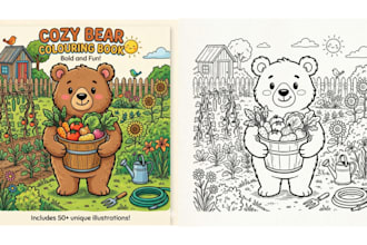 create bold and easy coloring pages for your book  using ai