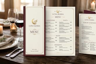 make creative brochure menu card poster and UX UI designs