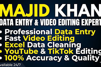 do professional data entry and fast video editing for you