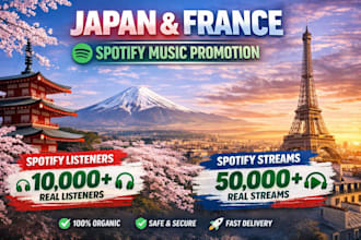 do japan france spotify music promotion, spotify listeners and spotify streams