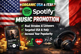 do organic USA italy spotify music promotion, spotify track music promotion