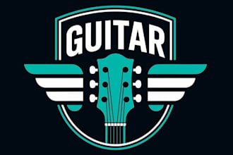 design vintage guitar logo design with unlimited review
