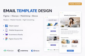 design professional figma email templates for mailchimp klaviyo and brevo