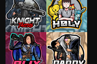 do custom trendy gaming logo design and twitch avatar
